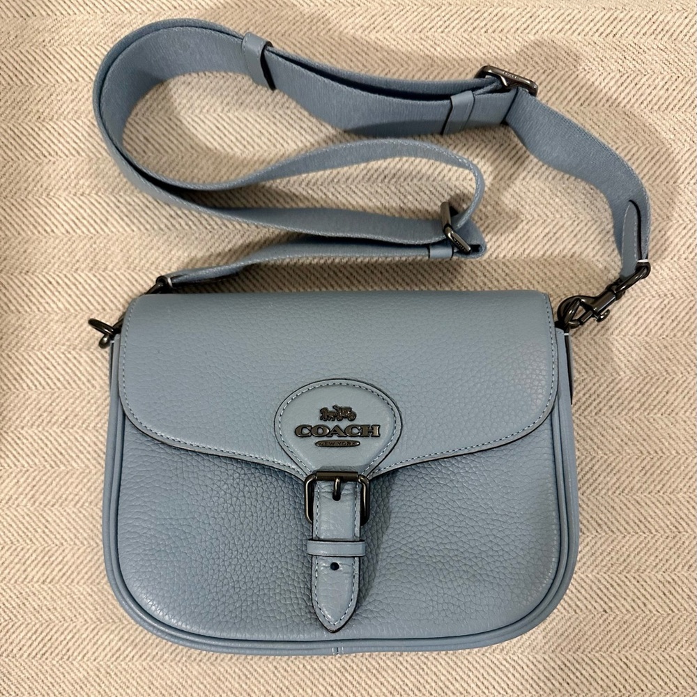 Coach Dusty Blue Leather Crossbody Convertible Bag